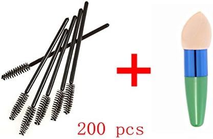 200 PCS Disposable Eyelash Mini Brush Mascara Wands Applicator Makeup (Black) (200 Pcs + 1x Face Brush, Black)