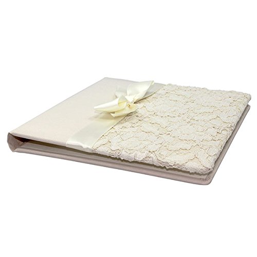 Vintage Cream Lace Bow Leaf Pattern CD Album with 2 CDs - Digital Wedding Picture Storage
