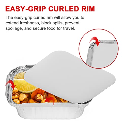 Aluminum Foil Pan 5" x 4" (50 Pack) Disposable Cookware with Lids