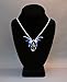 Blue Dragon with Clear Crystal Ball Silver Finish Blue White Accents Pendant Necklace