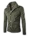 Zicac Men's Fashion New Military Casual Jacket Zip Button Coat (US:M/Asia Tag XL, Army Green)