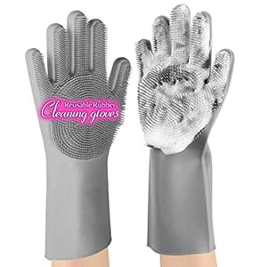 Silicone Dishwashing Gloves, Rubber Scrubbing Gloves For Dishes (gray)