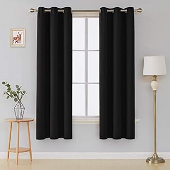 Deconovo Grommet Thermal Insulated Curtains Room Darkening Window Panels Width 42 Inch by Length 72 Inch Black 2 Curtain Panels