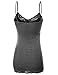 XT1004L Ladies Adjustable Spaghetti Strap Lace Trim Long Tunic Cami Tank Top Heather Charcoal XL