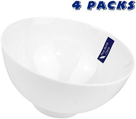 WINCANG 6" Fine Bone China Soup/Cereal Bowls,Ceramic Serving Bowls Set of 4 - White - 1164