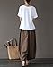Aeneontrue Women's Casual Linen Wide Leg Pants Trousers with Elastic Waist (Style1_Brown, X-Large)
