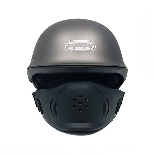 Motorcycle Street Half Helmet DOT with Adjustable Muzzle (M, Titanium