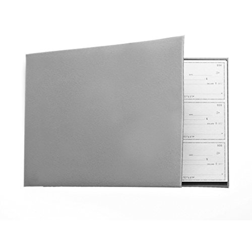 Business Check Binder for 3 On A Page Checks - 7 Ring Executive Binder with Stationary Storage Pouch, Calendar, Pen and Card Holders, Grey