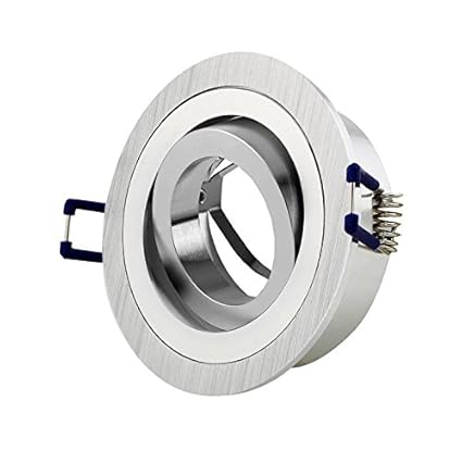 MD-DEAL Aluminium Alu Decken Einbaurahmen rund gebürstet 30° schwenkbar für GU10 MR16 IP20