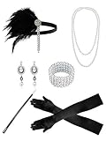 Zivyes 1920s Accessories Headband Necklace Gloves Cigarette Holder Flapper Costume Accessories for Women