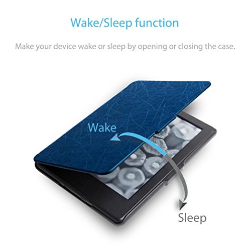 Lywey Smart Ultra Magnetic Case Cover For Amazon Kindle (8th Generation) 6 inch Light Cover With Auto Wake/Sleep, Not For Paperwhite (Dark Blue) - Thumbnail 4