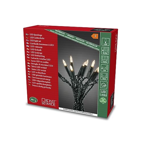 Konstsmide LED Minilichterkette, One String, 100 warm weiße Dioden, 230V, Innen, grünes Kabel - 6304-120