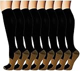 7 Pack Copper Knee High Compression Socks For Men & Women-Best For Running,Athletic,Medical,Pregnancy and Travel -15-20mmHg