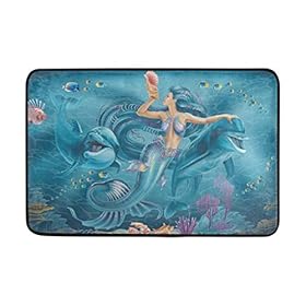 Mr.XZY Small Doormat Mermaid Dolphins Ocean Life Pretty Pattern Welcome Mat Anti-Slip Lock Water Outdoor Mat Front… 41qacmFJX1L