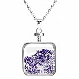 BEADNOVA Square Glass Wishing Bottle Pendant Healing Crystal Gemstone Chip Beads Sweater Chain Pendant Necklace 24
