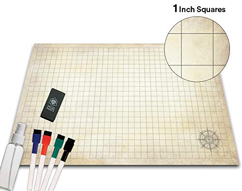 Battle Grid Game Mat 36 X 24 - Portable RPG Table Top Role Playing Map & Dungeons and Dragons Starter Set - DND Tabletop Gaming Mats Map Tiles Keep Reusable Figure Board Games Pieces from Sliding