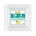Ilyapa 50 Biodegradable Disposable Square Plates - 6 Inch White Compostable & Microwavable Tree Free Sugarcane Plates for Dessert, Salad or Appetizer, Bulk Set