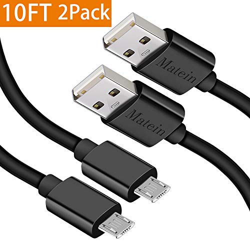 Micro USB Charging Cable,(10FT 2Pack) High Speed PS4 Micro USB Cable,Long Android Phone Charger Cord for Echo Dot(2nd),Samsung Galaxy Tablet,Note5/4,Galaxy S7/S6 Edge,Honor 7X/6X,LG G4,Xbox One
