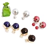BMC Beautiful 4pr Double Sided Dual Sized Faux Pearl Womens Fashion Stud Earrings - Filigreed Fun