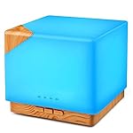 Square Aromatherapy Essential Oil Diffuser Humidifier, 700ml Large Capacity Modern Ultrasonic Aroma Diffusers Running 20+ Hours 7 Color Changing for Home Office Bedroom Living Room Study Yoga Spa