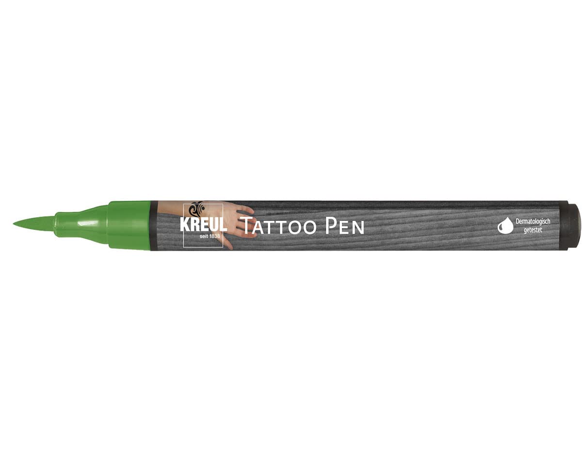 Kreul 62103 Tattoo Pen Green Line Width 0.5 3 mm Cosmetic Ink Water-based Lasts up to 5 Days Dermatologically Tested Vegan Paraben