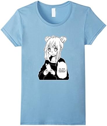Women's Anime Girl Texting T Shirt Hot Fashion T Shirt Medium Baby Blue