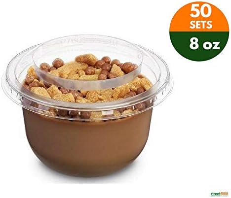 Reusable Sauce Dessert Snack Mini Food Containers + Lids [50 SETS, 8oz/230ml] - Restaurant Deli Cups/Great for Slime, Party Supplies, Meal Prep Portion Control - Leakproof sleek Takeout - BPA Free