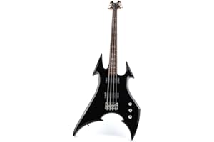 Fojill Cool Shape Full Size Standard Electric Bass Guitar Four 4 String Right Hand Handed Solid Body Canadian Maple Neck Genuine Rosewood Fretboard Fingerboard(Black)