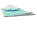 Super Deal Hammock Quilted Fabric with Pillow Double Size Spreader Bar Heavy Duty Stylish 450lbs Capacity (blue/green)
