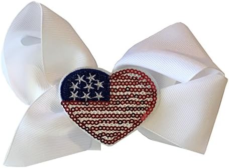 Sparkle Bows Cheer 6” Large Patriotic Bows American Flag with Clip Independence Day 4th of July for Girls Teens Woman Cheerleading