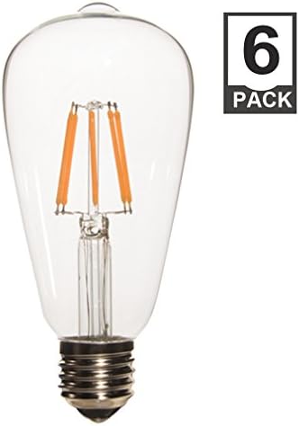 JUNOLUX Vintage Edison Bulb - 6W LED Squirrel Cage Filament Bulb - ST19- Clear Glass Cover-AC100-265V (Pack of 6)