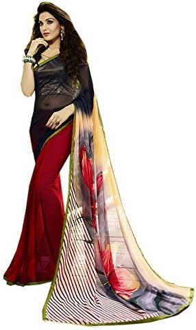 Digital printed Printed saree &amp; Embroidery Blouse