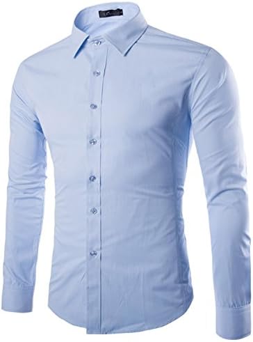 Havadi Shirts New Arrive Men Shirt Hot Sale Spring New Style Man Solid Dress Shirt Plus Size 5Xl Men Shirt Uc841 Light Blueasian Size Xl