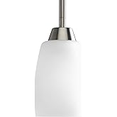 Progress Lighting P5108-09 1-Light Mini-Pendant with Etched Glass, Brushed Nickel