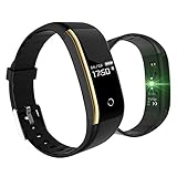 Fitness Tracker, KINGBERWI Activity Tracker with Heart Rate Monitor, IP67 Waterproof Bluetooth Pedometer Wristband, Blood Pressure Oxygen Sleep Monitor Smart Bracelet for Android & IOS, Black