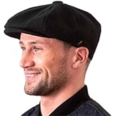 Biddy Murphy, Men's Irish Donegal Tweed Cap, Wool Newsboy Flat Cap Traditional 8 Piece, Button Fastening, Herringbone