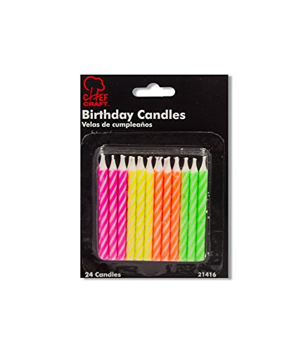 Chef Craft Classic Spiral Candles, 24 Piece Set, Neon