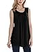 Casual Sleeveless Tops,Timeson Women's Business Casual Round Neck Pleated Front Flowy Blouse Tank Black X-Large