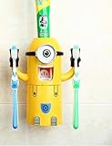 Despicable me Auto Automatic Toothpaste Dispenser + 2 Toothbrush Holder Set Wall Mount Stand for Lover(single Eye)