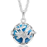 Eudora Harmony Bola Tree of Life Angel Caller 18mm Pregnancy Pendant Perfume Necklace 30'' Silver Plated