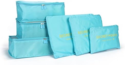 Packing Cubes 6 Pcs, ELCM Multi-functional Travel Storage Bags for Clothing Luggage Organizer Pouches (blue)