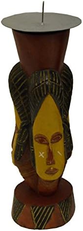 African Heritage Collection Mask Candleholder 16" H - Handmade in Ghana