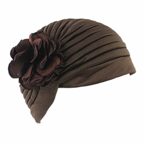 Qhome Womens Lady Gorgeous Flower Turban Headwrap Twist Pleated Hair Wrap Beanie Cap