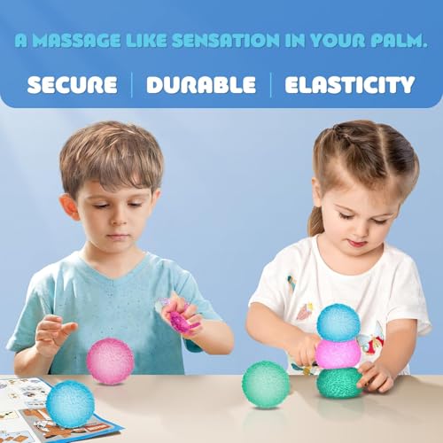 SLEEPHEAD® 3pc Stress Balls for Adults, Squishy Ball Sensory Textured Memory Gel Fidget for Kids/Adults Hand Exercises, Valentines Day Party Favors Anxiety Relief Squeeze Ball(1.57“)