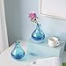 CASAMOTION Home Decor Accent Vase Hand Blown Art Solid Color Glass Bud Vase, Blue, Set of 3