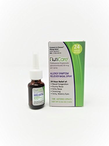 FlutiCare - 120 metered nasal sprays (12 pack) | Fluticasone Propionate 50mcg | Relief during allergy season for pollen, dust, dander, and other indoor and outdoor allergens