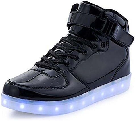 BeKing Kids High Top Light up Shoes LED Flashing Sneakers for Boys Girls LMblack38