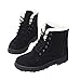NOT100 Womens Snow Boots for Winter Ankle Boots Combat Walking Shoes Booties Black Vegan Size 8 Wide