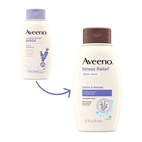 Aveeno Stress Relief Body Wash with Soothing Oat, Gently Cleanses and Moisturizes with Lavender
