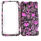 HTC HERO Pink Hearts on Black HARD PROTECTOR COVER CASE / SNAP ON PERFECT FIT CASE